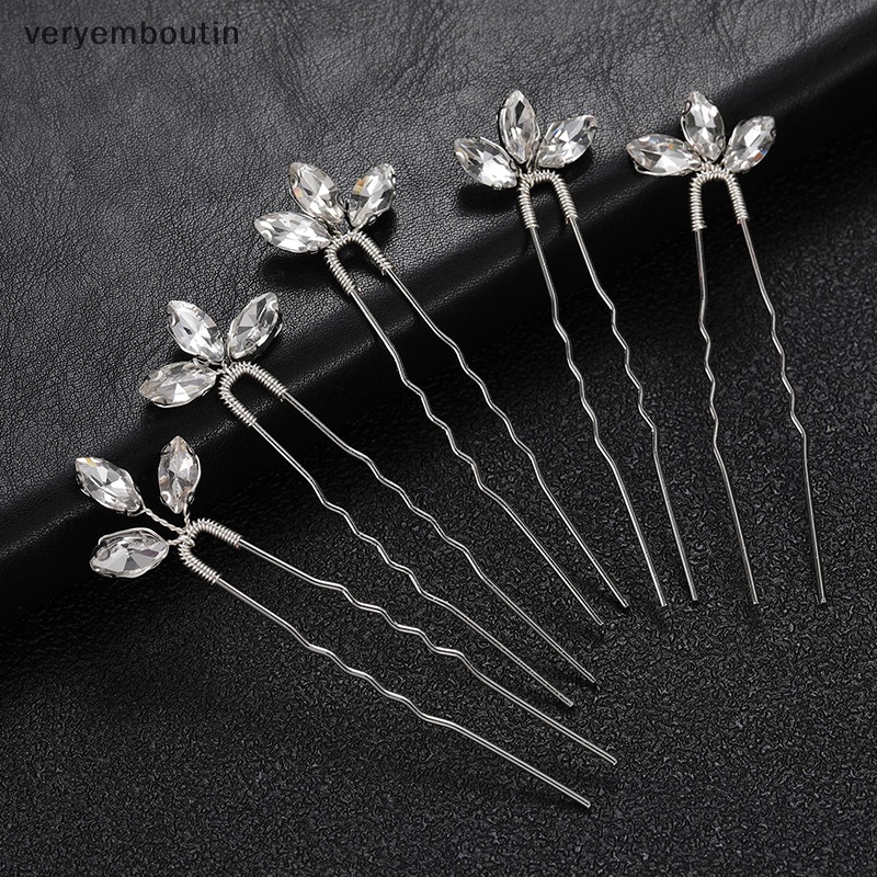 Trâm Cài Tóc Chữ U Đính Đá Pha Lê Màu Sắc Dành Cho Cô Dâu