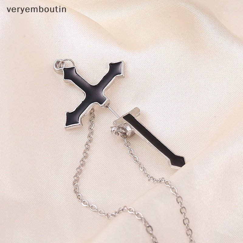 Khuyên Tai Chuỗi Hình Thánh Giá Đính Đá Pha Lê Phong Cách Gothic Thời Trang Cá Tính Dành Cho Nữ