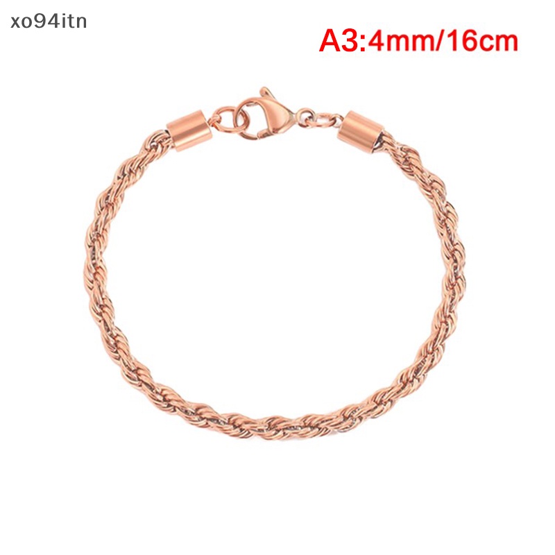 Vòng Đeo Tay Dạng Xoắn 4MM Bằng Thép Không Gỉ Màu Vàng Kim Cho Nữ