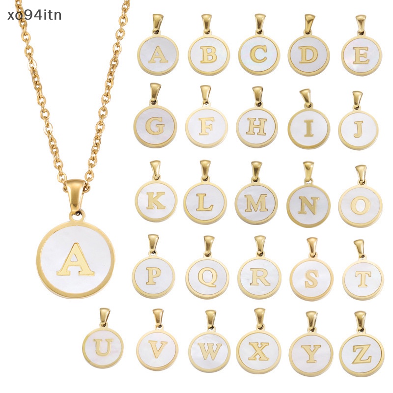 Vòng cổ Mặt Chữ Cái Từ A-Z Tráng Men Màu Trắng Phong Cách Tối Giản Cho Nam Và Nữ