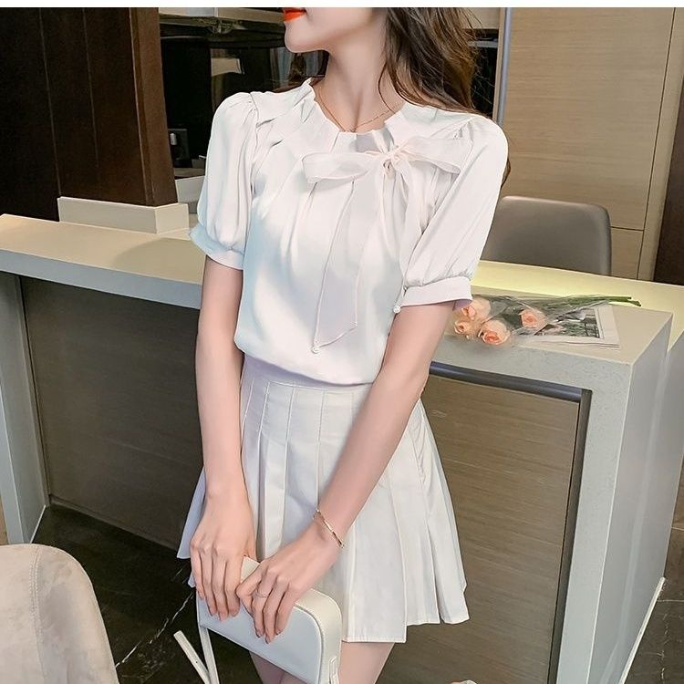 Áo Sơ Mi Chiffon Cỡ Nhỏ Đính Nơ Thời Trang Cho Nữ