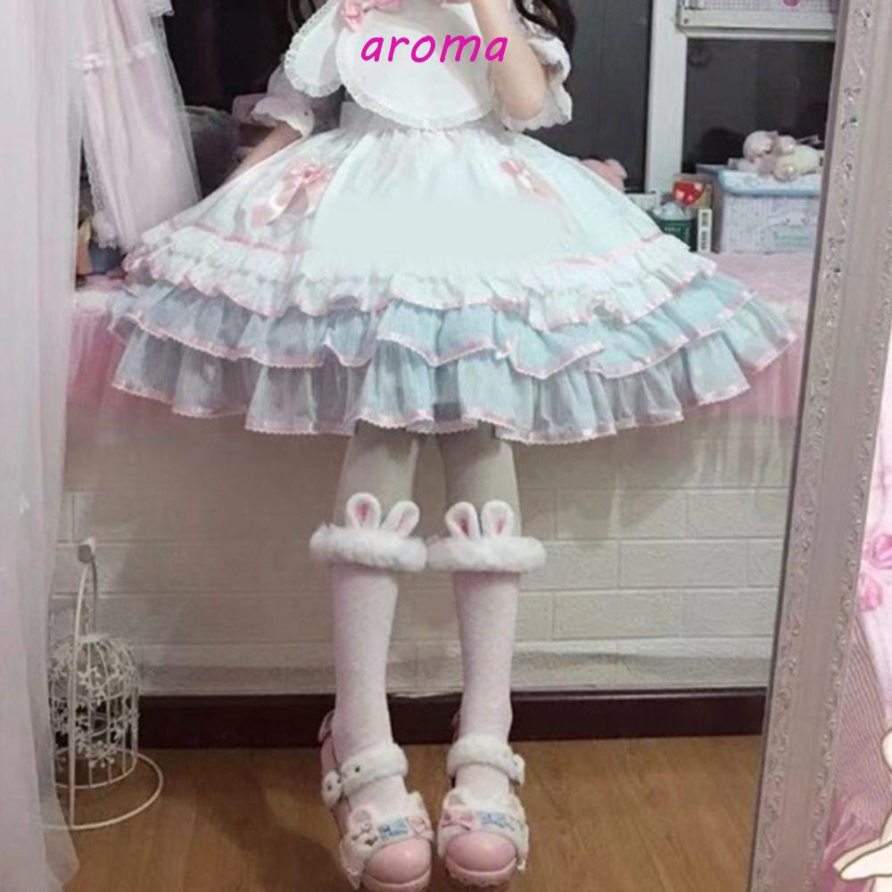AROMA Vớ Ống Dài Bằng Vải Bông Phong Cách Lolita Dễ Thương Sáng Tạo