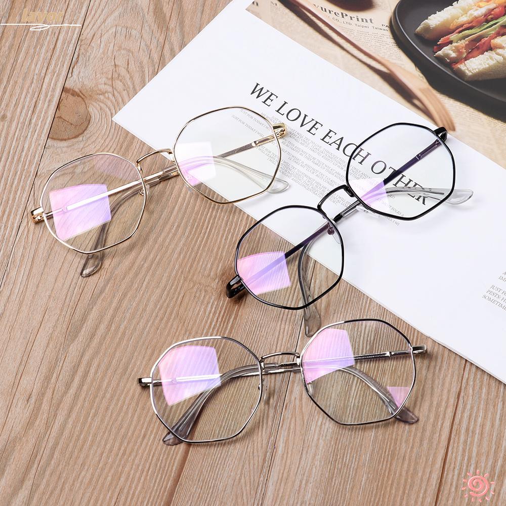 LAY Mắt Kính Hình Bát Giác Bằng Kim Loại Chống Ánh Sáng Xanh Thời Trang