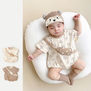 Mùa hè bé jumpsuit cotton nguyên chất da thân thiện thời trang dễ thương Hàn Quốc ngắn tay tam giác jumpsuit dễ thương thời trang mùa hè 0-18 tháng trẻ em mặc