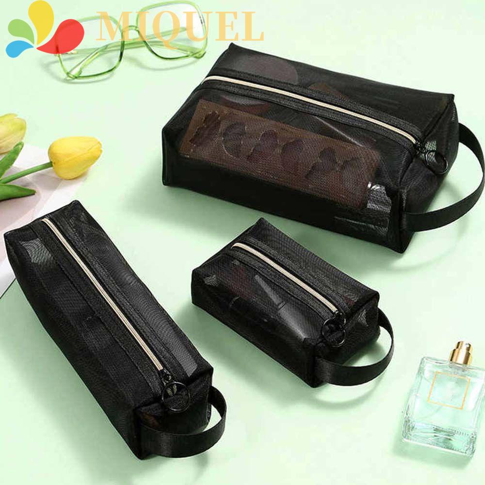 MIQUEL Túi Lưới Đựng Mỹ Phẩm Có Khóa Kéo Dung Tích Lớn Tiện Dụng