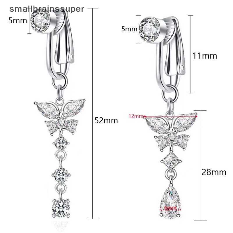 Smallbrainssuper Khuyên Rốn Giả Kẹp Rốn Hình Bướm Đính Đá Zircon SBS