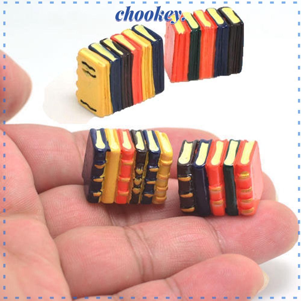 CHOOKEY 2 Cuốn Sách Mini Bằng Nhựa Resin Cho Nhà Búp Bê