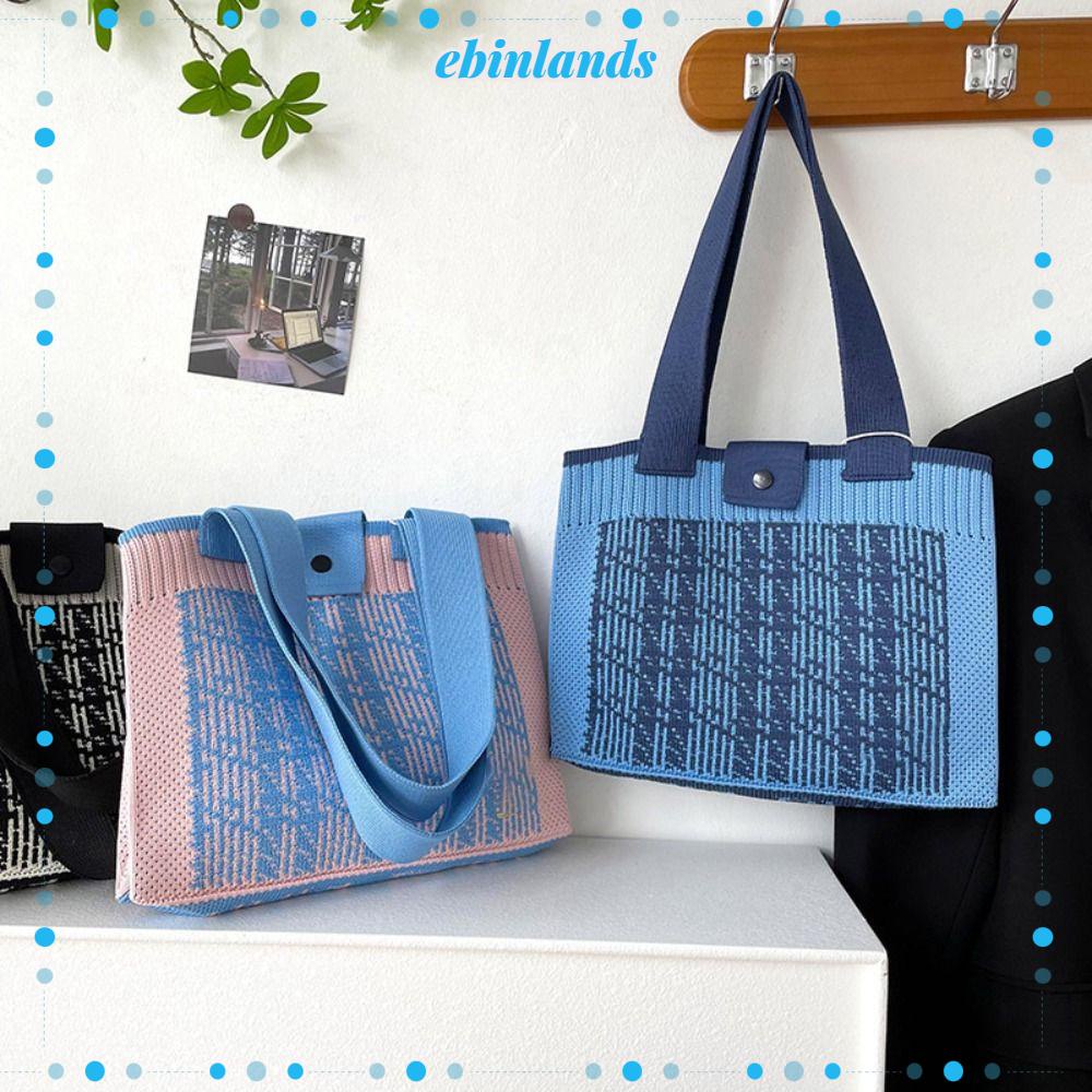 EBINLANDS Túi Xách Dệt Kim Sức Chứa Lớn Phối Nút Thắt Thời Trang Cho Nữ