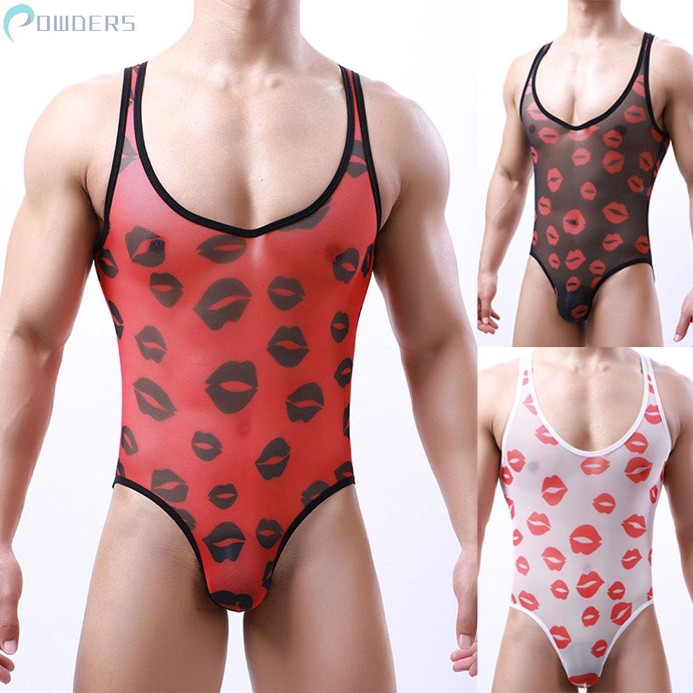 Quần Short Da Phối Lưới Màu Đen / Trắng In Họa Tiết Đôi Môi Quyến Rũ Cho Nam
