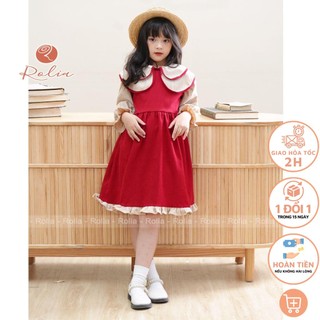 Váy bé gái cổ sen 2 lớp rolia chất nhung mềm vt124