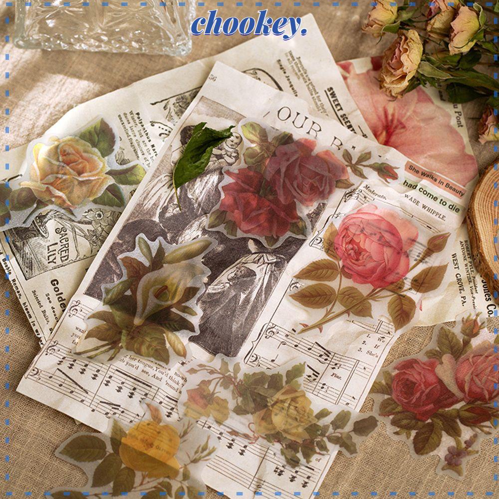 CHOOKEY Bộ 60 Miếng Dán Trang Trí Bằng Giấy In Hoa Dễ Sử Dụng