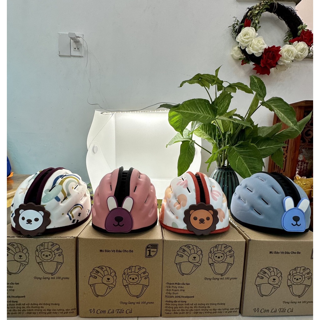 Nón xốp  bảo vệ đầu hình thú siêu nhẹ cho bé đi xe máy, tập đi, tập bò