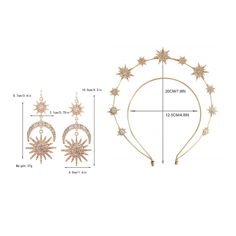 Ygt Bộ Băng Đô Cài Tóc Nhiều Lớp Hình Ngôi Sao Mặt Trời Mặt Trăng Kim Loại Thời Trang Cho Nữ