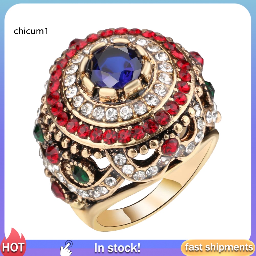 Nhẫn Đính Đá Tròn Nhiều Màu Sang Trọng