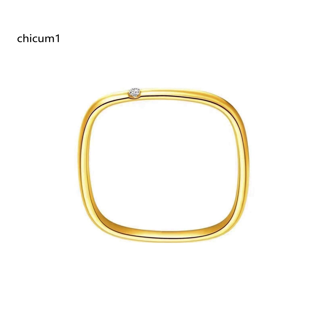 Nhẫn Mặt Vuông Đính Đá Đơn Giản Cá Tính Dành Cho Nữ