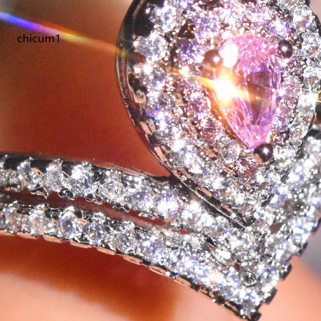 Nhẫn Đính Đá Moissanite Hình Giọt Nước Màu Sáng Tinh Tế Cho Nữ