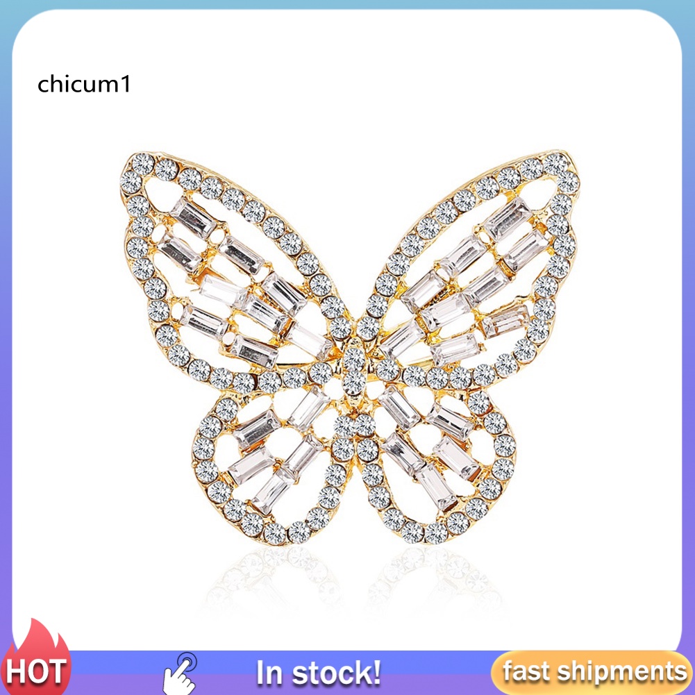 Nhẫn Dạng Mở Hình Bướm Rỗng Đính Đá Zircon Sang Trọng Cho Nữ