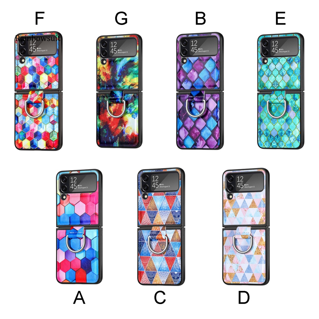 Ốp Điện Thoại Da Giả Chống Trầy Xước Chống Sốc Có Vòng Đỡ Cho Samsung Z Flip 4