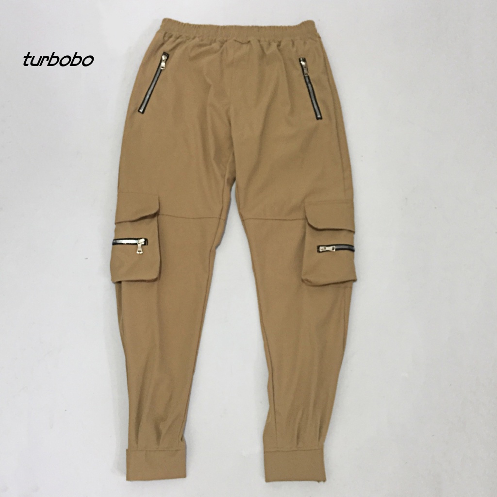 Turbobo Quần Dài Lưng Thun Dây Rút Co Giãn Nhiều Túi Dành Cho Nam Tập Thể Thao Leo Núi