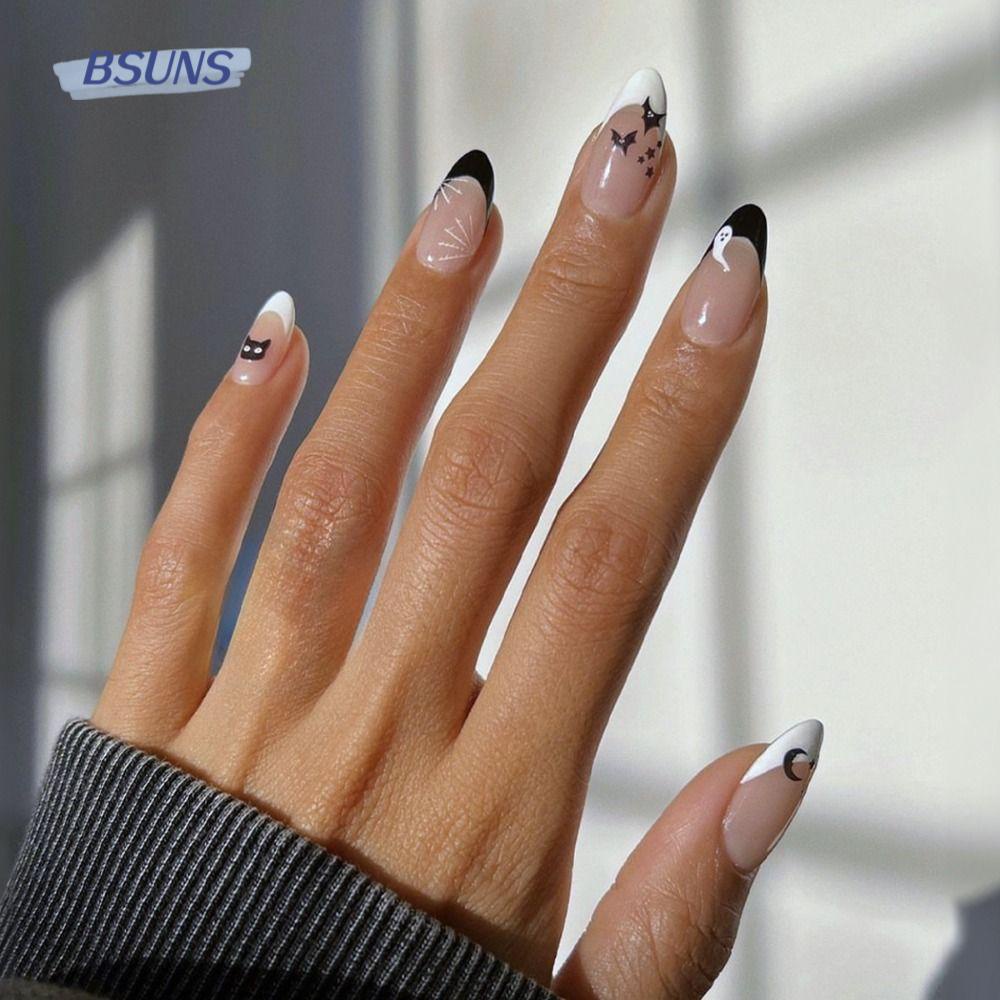 BSUNS Móng Tay Giả Thời Trang Đầu Nhọn Độc Đáo Cho Halloween