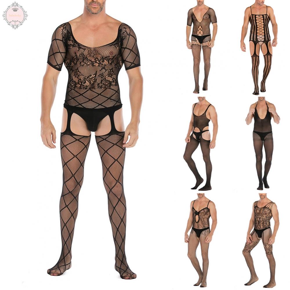 Jumpsuits Full Body Mesh Hollow Out Man Mesh Sheer Transparent Underwear