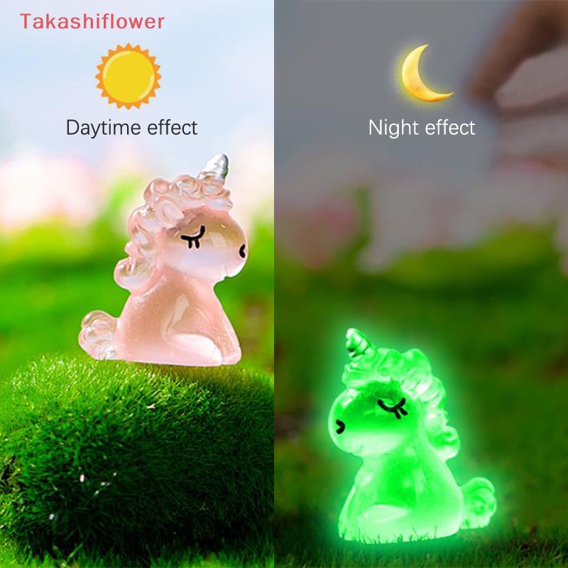 Set 2 Mô Hình Kỳ Lân Dạ Quang Mini Bằng Nhựa Resin Trang Trí Tiểu Cảnh / Xe Hơi