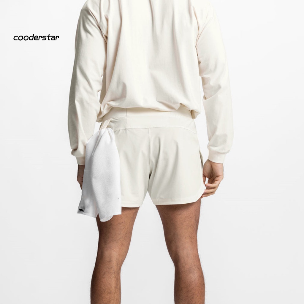 Quần Short Thể Thao Lưng Thun Rút Dây Hai Lớp Màu Trơn Thấm Hút Mồ Hôi Dài Trên Đầu Gối Cho Nam