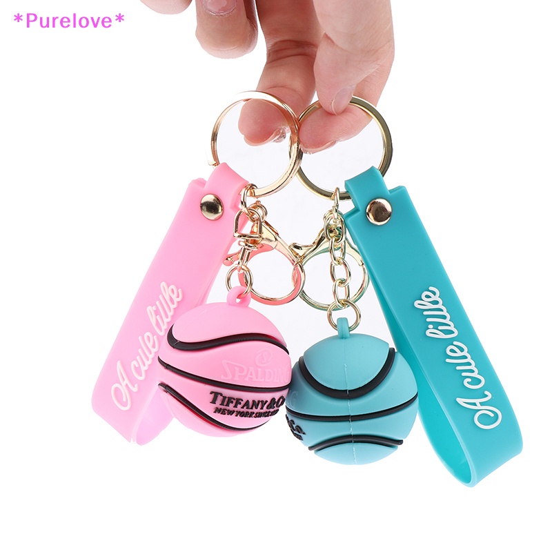 1 Móc Khóa Cao Su PVC Hình Quả Bóng Rổ 3D Mới