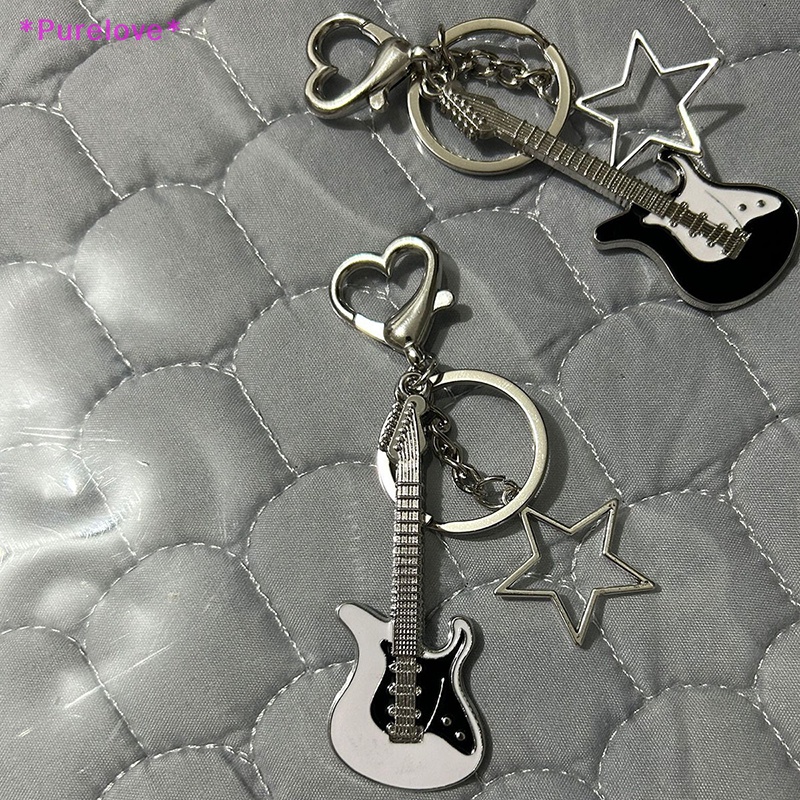 Móc Khóa Hình Đàn Ghi Ta Y2k / Ngôi Sao / Trái Tim Phong Cách Vintage Thời Trang 2023 Mới