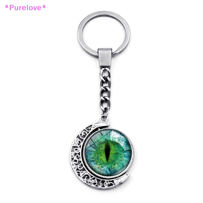 Móc Khóa Đính Đá Quý Hai Mặt Họa Tiết Mặt Trăng Sáng Tạo Phong Cách Vintage Mới