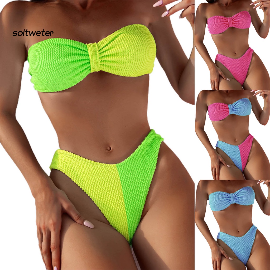 St Bộ Bikini Hai Mảnh Buộc Dây Sau Lưng Màu Hoạt Động Dưới Nước Cho Nữ