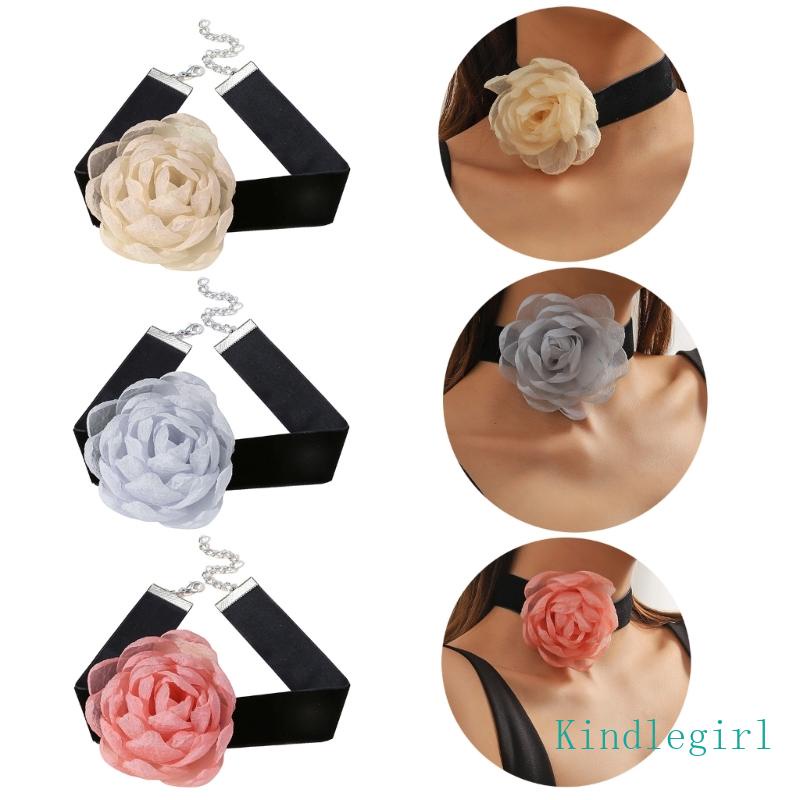 Vòng Cổ Choker Bản Rộng Mặt Hoa Tinh Tế