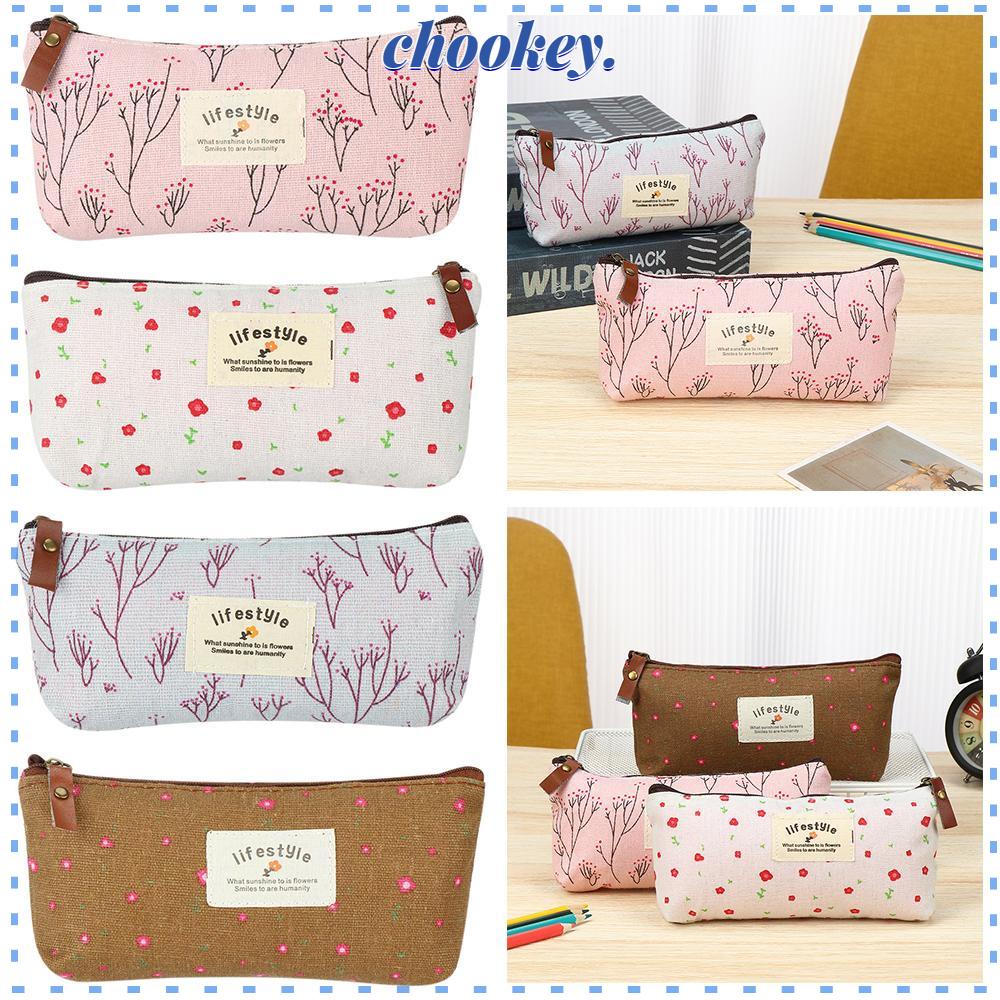 CHOOKEY Túi Đựng Bút Chì In Hoa Thời Trang