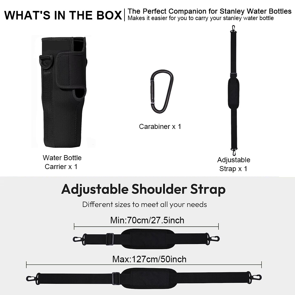 Túi Đựng Bình Nước Cho Stanley Quencher H2.0 & Adventure 40 oz Chất Liệu Cao Su Tổng Hợp Kèm Dây Đeo Vai Tùy Chỉnh Tiện Dụng Mang Theo Du Lịch / Cắm