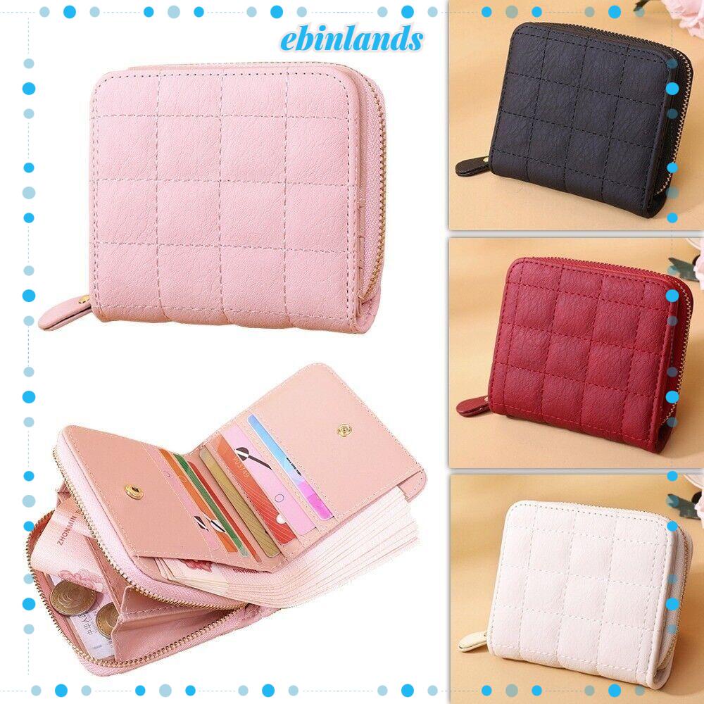 EBINLANDS Ví Cầm Tay Đựng Thẻ Và Tiền Họa Tiết Kẻ Ô Cho Nữ
