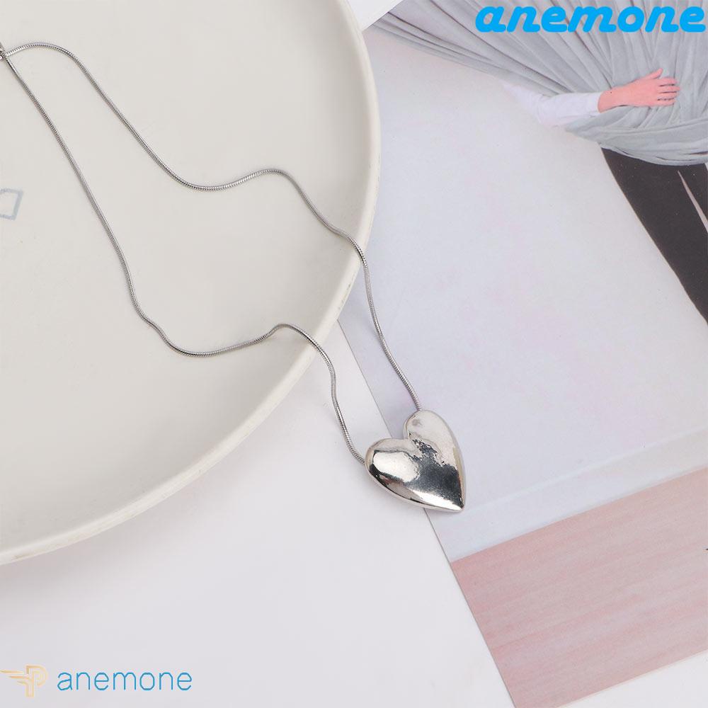 ANEMONE Vòng Cổ Choker Hợp Kim Mặt Trái Tim Ba Chiều Cá Tính Cổ Điển Cho Nữ