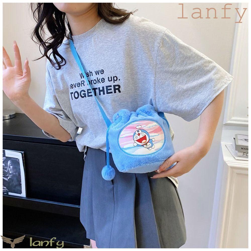 LANFY Ba Lô Lông Nhung Mềm Mại Hình Kuromi Pokemon Cinnamoroll Dễ Thương Làm Quà Tặng Sinh Nhật