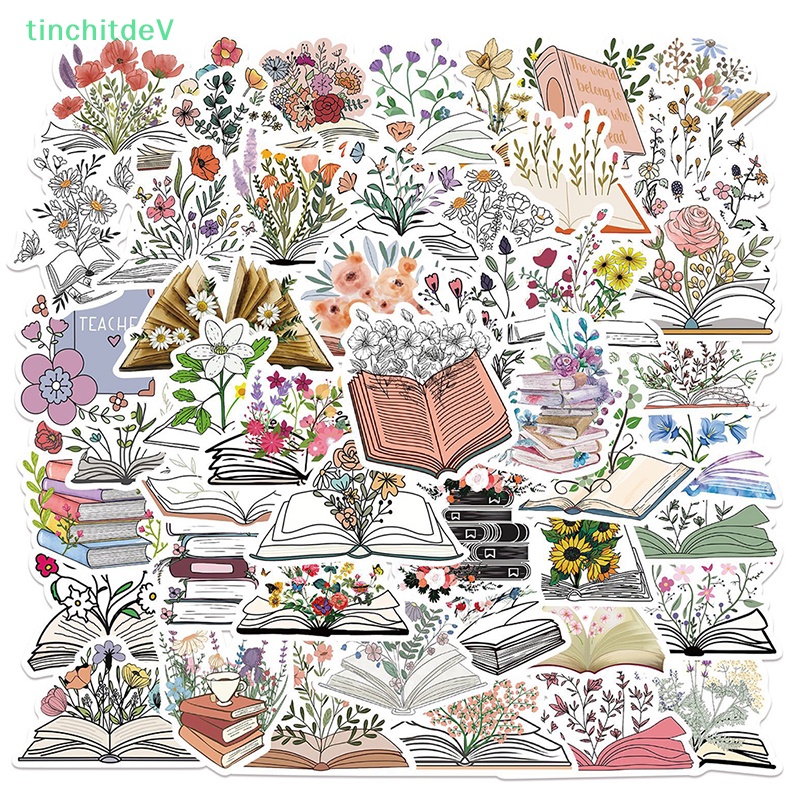 Bộ 50 Miếng Dán Trang Trí Xe Hơi / Va Li / Laptop / Điện Thoại Họa Tiết Hoa Graffiti Nghệ Thuật