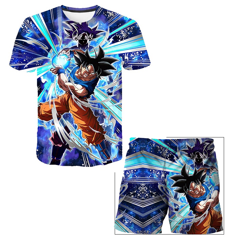 Set Đồ Mùa Hè 2 Món Gồm Áo Thun In Hình Dragon Ball Và Quần Ngắn Thời Trang Cho Bé