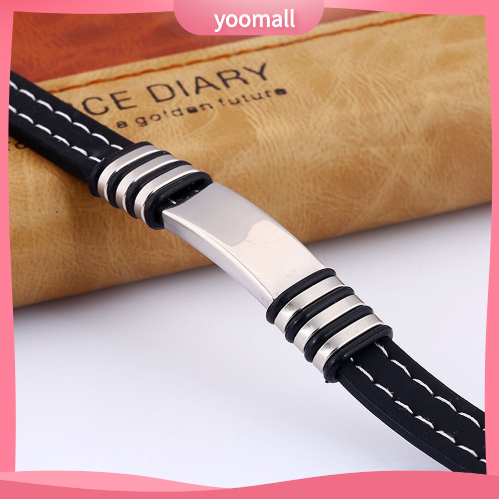 Vòng Tay Silicone Thép Titan Thời Trang Cho Nam