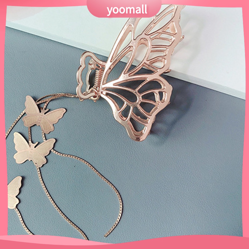 Kẹp Tóc Hình Bướm Rỗng Mạ Vàng Phối Tua Rua Xinh Xắn Cho Nữ