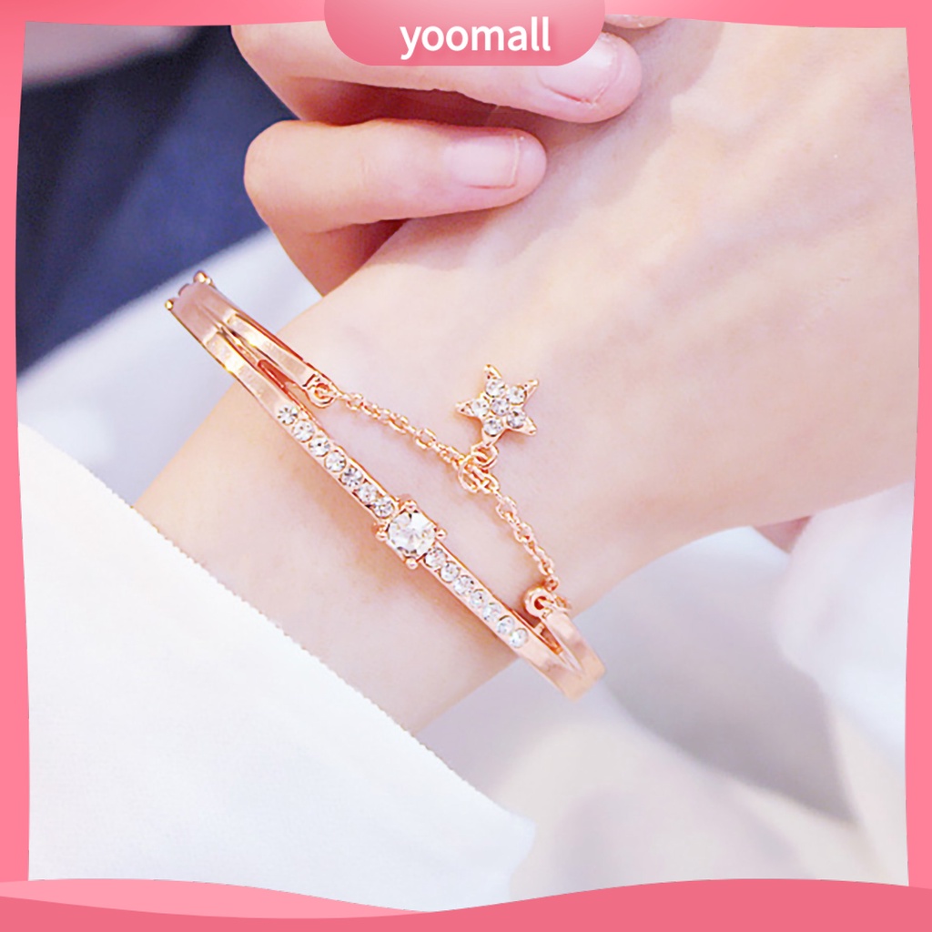 Vòng Tay Đính Đá Hình Ngôi Sao Năm Cánh Lấp Lánh Dành Cho Nữ