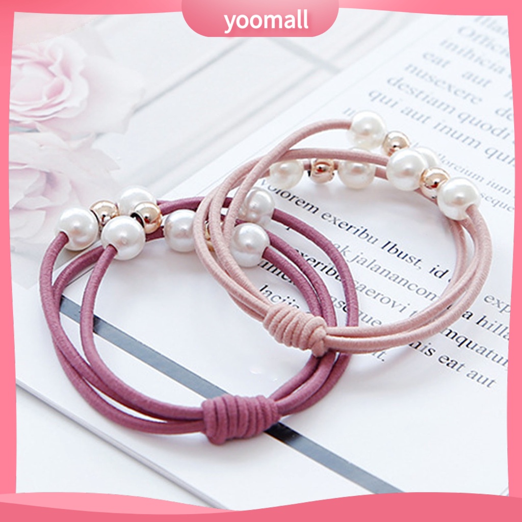 Dây Cột Tóc Cao Su Co Giãn Đính Ngọc Trai Giả Nhiều Lớp