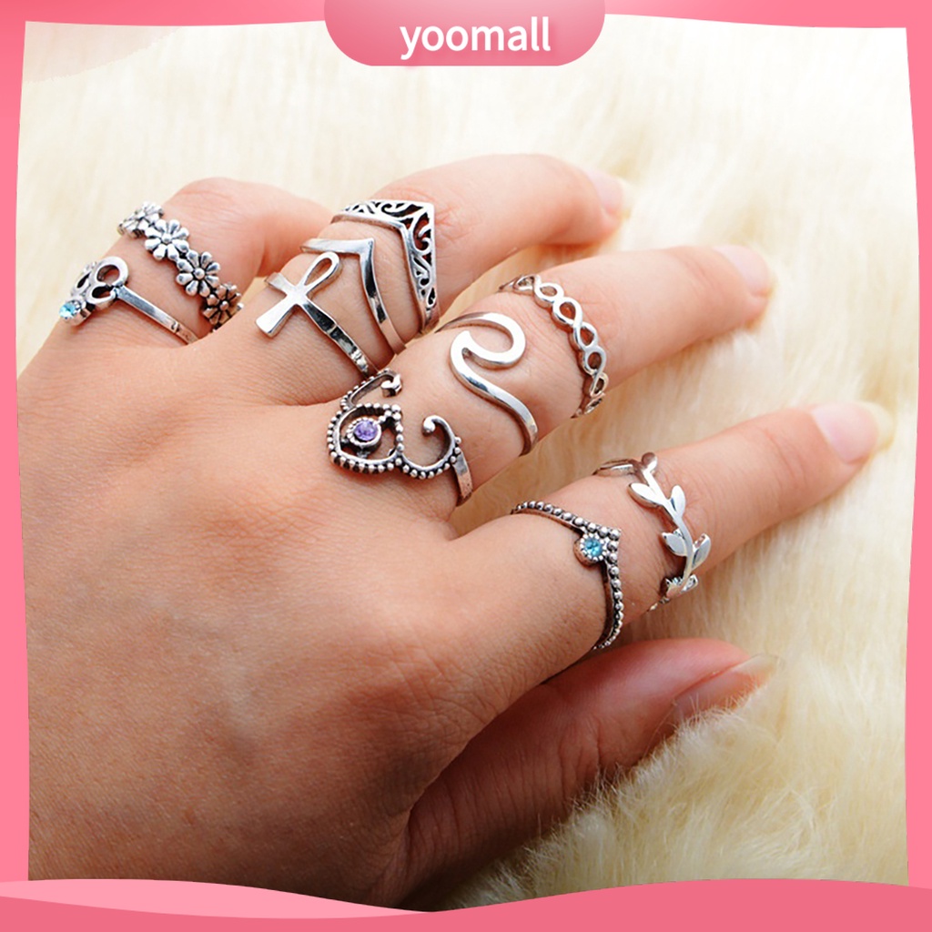 Set 10 Nhẫn Đeo Khớp Ngón Tay Phong Cách Vintage