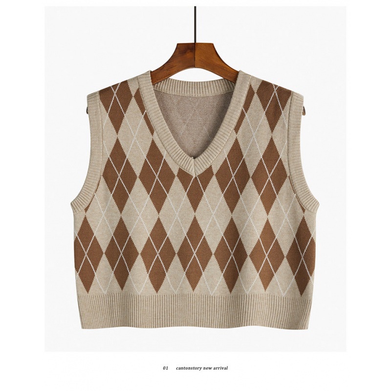 MM432 Áo gile len nữ quả trám croptop