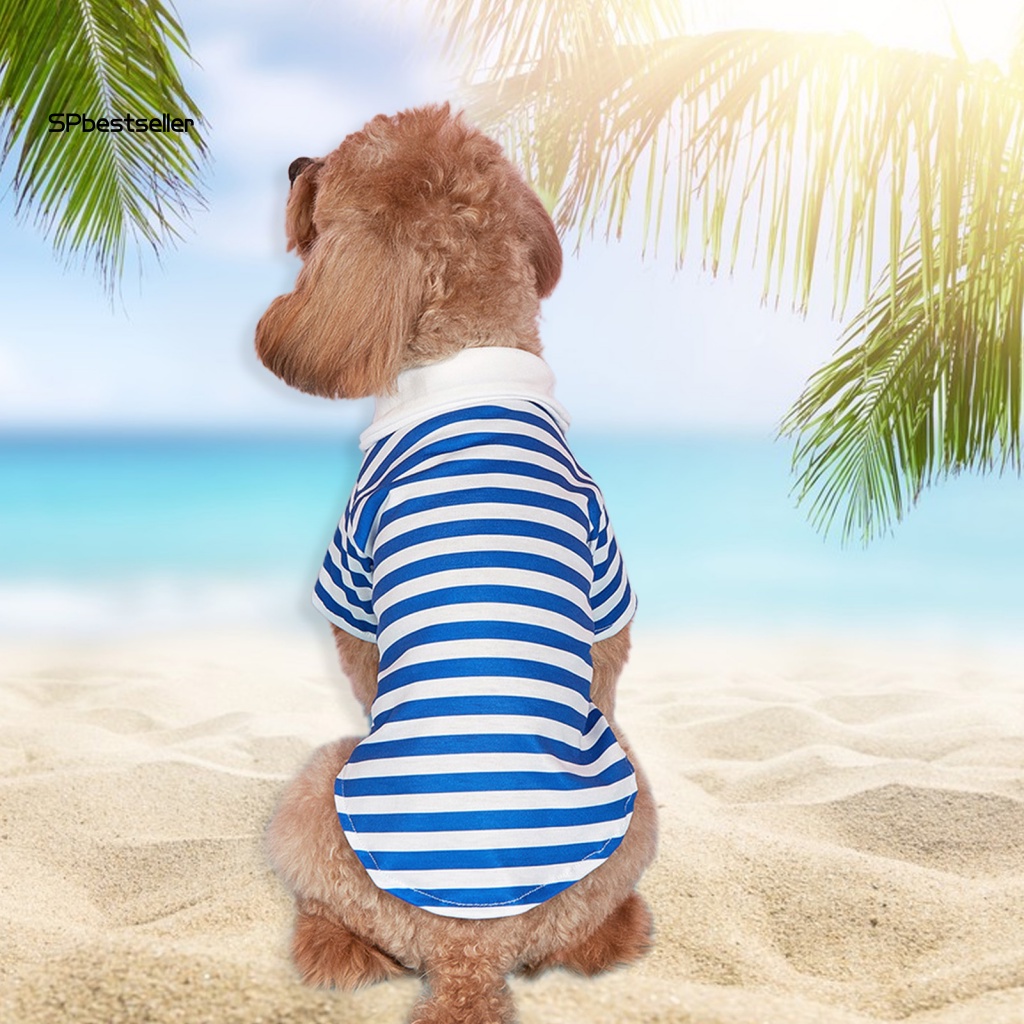 Áo Họa Tiết Sọc Mỏng Màu Xanh Navy Thoải Mái Thời Trang Mùa Hè Cho Thú Cưng