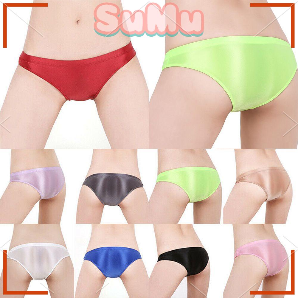 SUMU Quần Lót Satin Bóng Lưng Thấp Size Lớn Cho Nữ