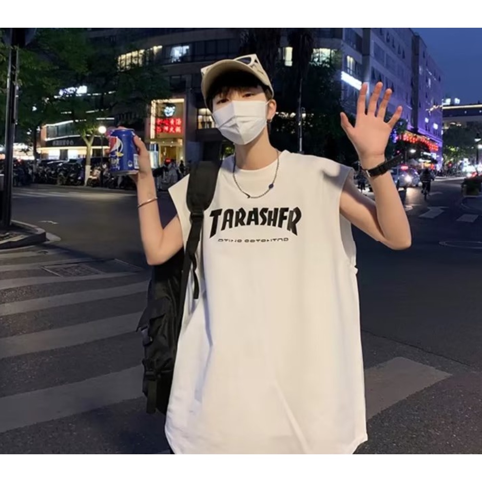 Áo Thun Sát Nách Dáng Rộng Vải Lụa Mát Thời Trang Mùa Hè Phong Cách Mỹ Cao Cấp Cho Nam