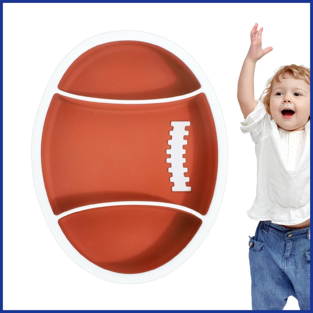 Đĩa Ăn Chia Ngăn Bằng Silicone Hình Bóng Bầu Dục Cho Bé