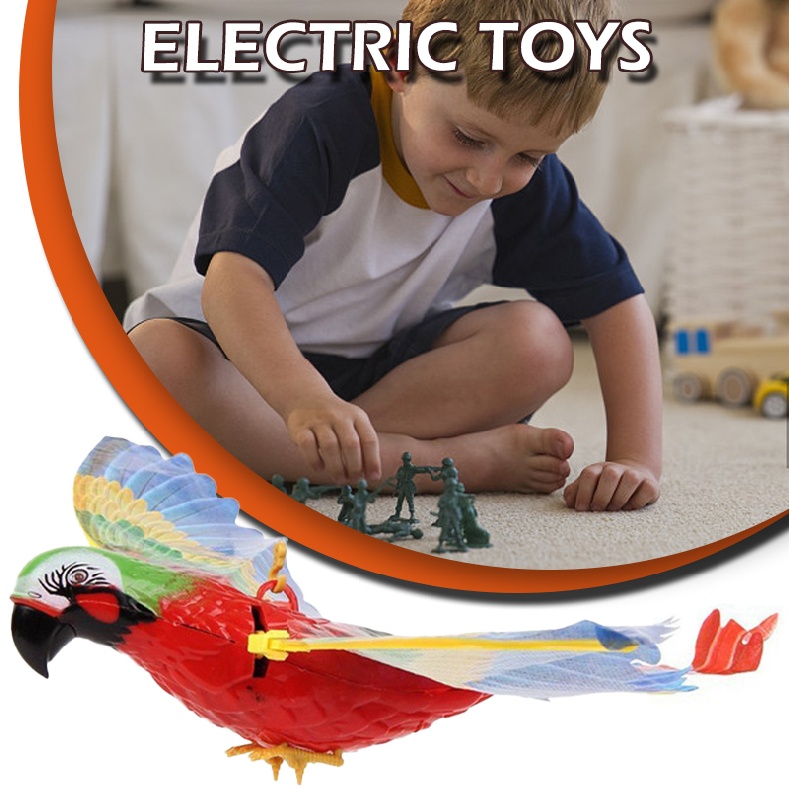 Funny Electric Flying Parrot Bird Toy Interactive Simulation with Hanging Wire